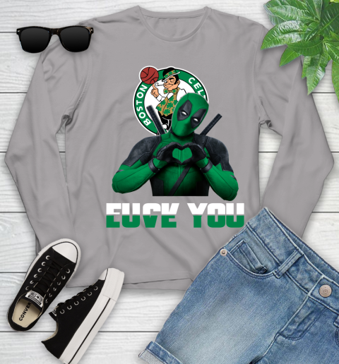 NBA Boston Celtics Deadpool Love You Fuck You Basketball Sports Youth Long Sleeve 5