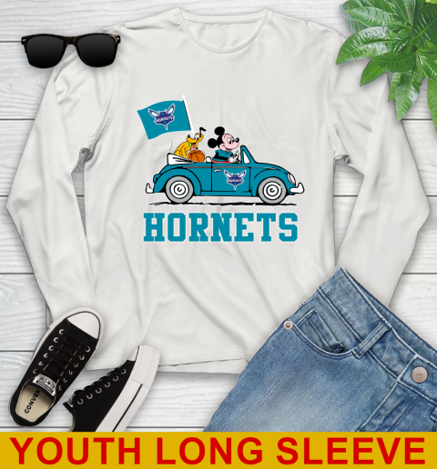 NBA Basketball Charlotte Hornets Pluto Mickey Driving Disney Shirt Youth Long Sleeve 12
