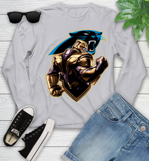 NFL Thanos Avengers Endgame Football Sports Carolina Panthers Youth Long Sleeve 5