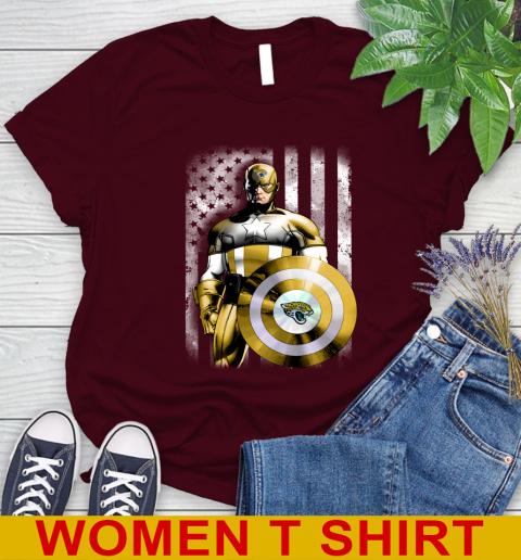 Jacksonville Jaguars NFL Football Captain America Marvel Avengers American Flag Shirt Women's T-Shirt 6