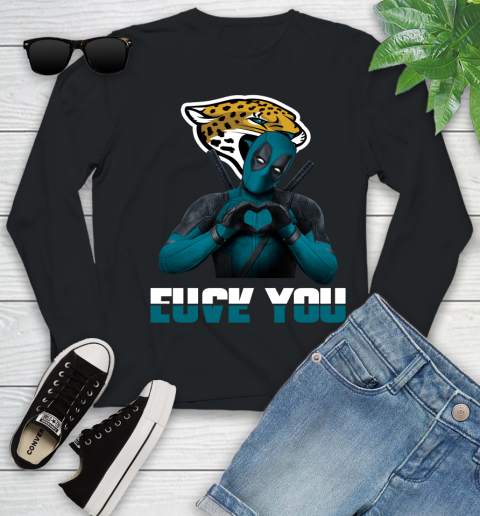 NHL Jacksonville Jaguars Deadpool Love You Fuck You Football Sports Youth Long Sleeve