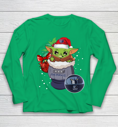 Memphis Grizzlies Christmas Baby Yoda Star Wars Funny Happy NBA Youth Long Sleeve 6