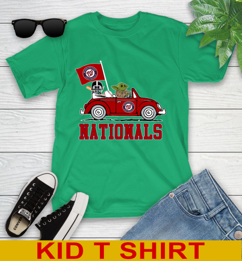 MLB Baseball Washington Nationals Darth Vader Baby Yoda Driving Star Wars Shirt Youth T-Shirt 6