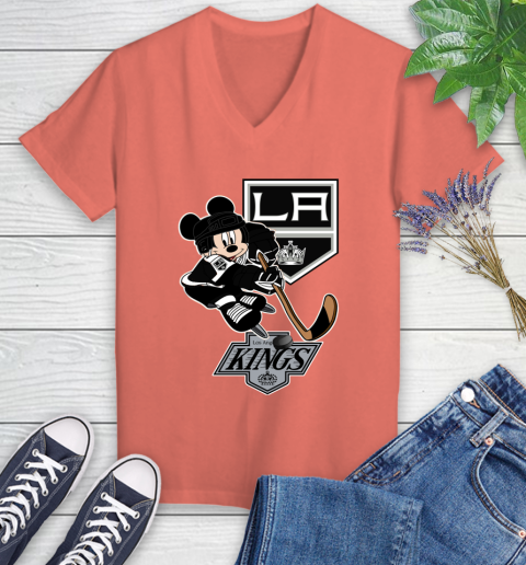 Los Angeles Kings Mickey Mouse Disney Hockey T Shirt Women's V-Neck T-Shirt 20