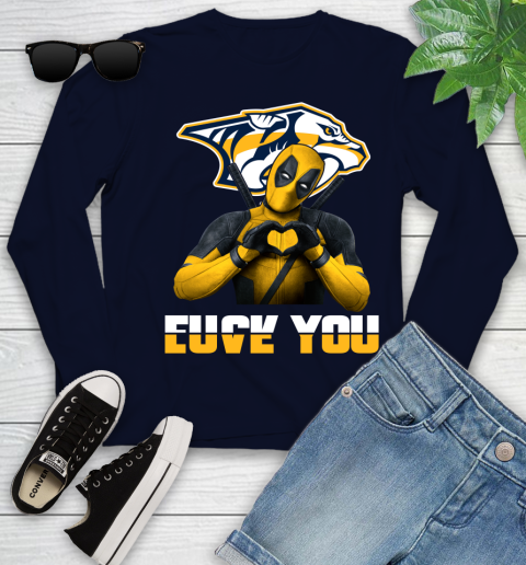 NHL Nashville Predators Deadpool Love You Fuck You Hockey Sports Youth Long Sleeve 2