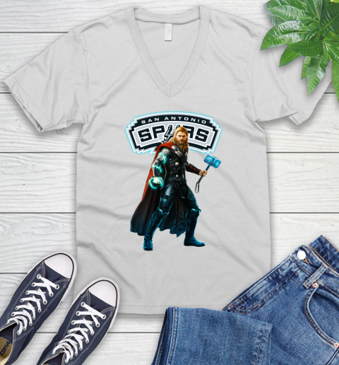 NBA Thor Avengers Endgame Basketball San Antonio Spurs V-Neck T-Shirt