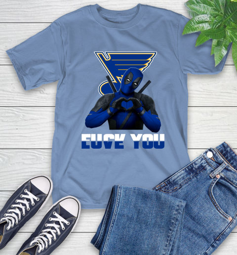 NHL St.Louis Blues Deadpool Love You Fuck You Hockey Sports T-Shirt 12