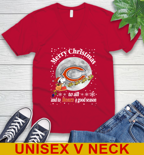 Chicago Bears Merry Christmas To All And To Bears A Good Season NFL Football Sports V-Neck T-Shirt 6