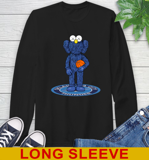 NBA Basketball Oklahoma City Thunder Kaws Bff Blue Figure Shirt Long Sleeve T-Shirt 2