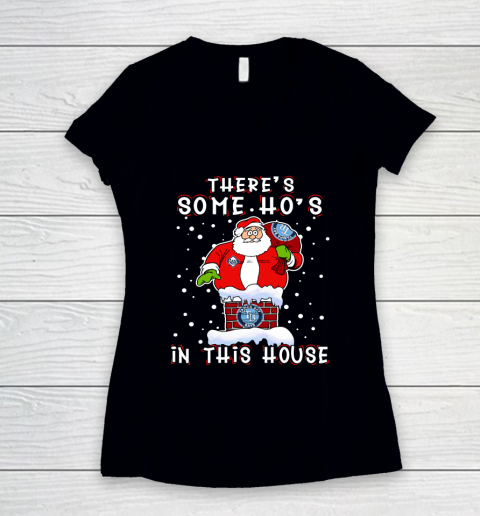 Tampa Bay Rays Christmas There Is Some Hos In This House Santa Stuck In The Chimney MLB Women's V-Neck T-Shirt