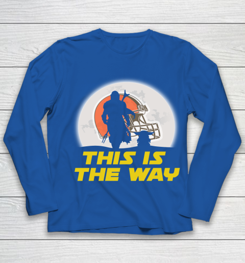 Cleveland Browns NFL Football Star Wars Yoda And Mandalorian This Is The Way Youth Long Sleeve 7