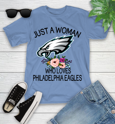 NFL Just A Woman Who Loves Philadelphia Eagles Football Sports Youth T-Shirt 9