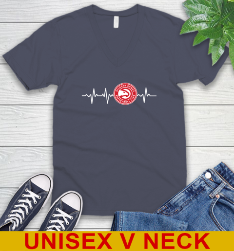 Atlanta Hawks NBA Basketball Heart Beat Shirt V-Neck T-Shirt 7