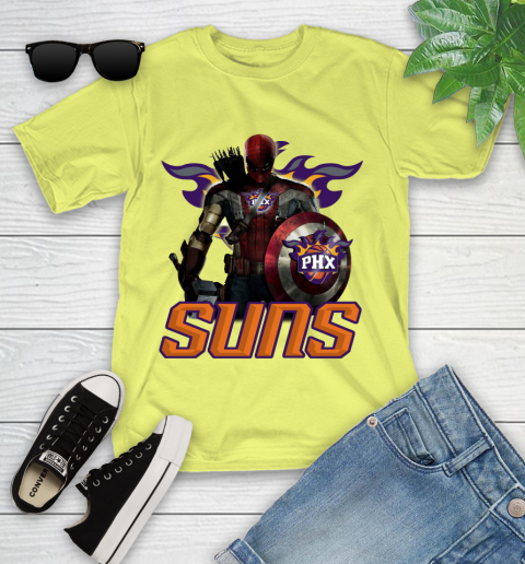 Phoenix Suns NBA Basketball Captain America Thor Spider Man Hawkeye Avengers Youth T-Shirt 8