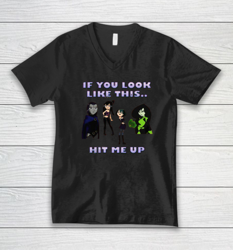 If You Look Like This Hit Me Up Goth Girl V-Neck T-Shirt