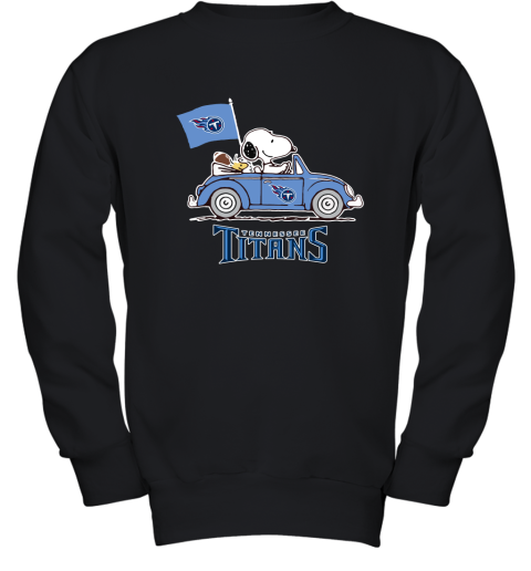 Snoopy And Woodstock Ride The Tennessee Titans Car NFL Youth Sweatshirt