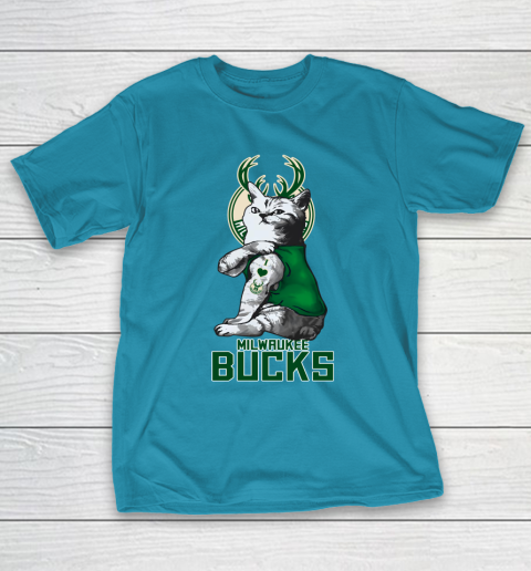 NBA Basketball My Cat Loves Milwaukee Bucks T-Shirt 7