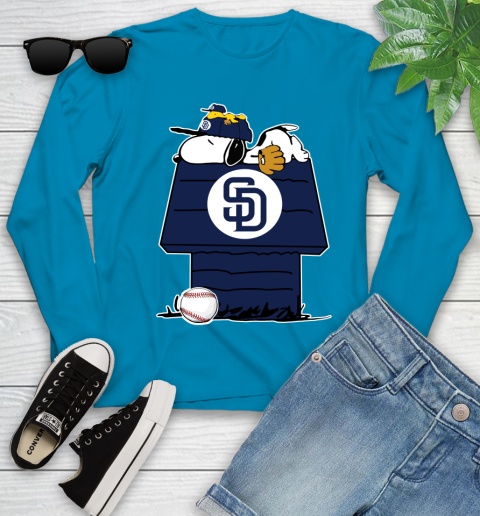 MLB San Diego Padres Snoopy Woodstock The Peanuts Movie Baseball T Shirt Youth Long Sleeve 7