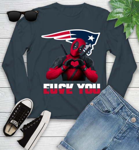 NHL New England Patriots Deadpool Love You Fuck You Football Sports Youth Long Sleeve 9