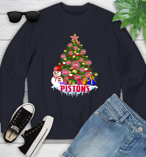 Detroit Pistons Merry Christmas NBA Basketball Sports Youth Sweatshirt 3