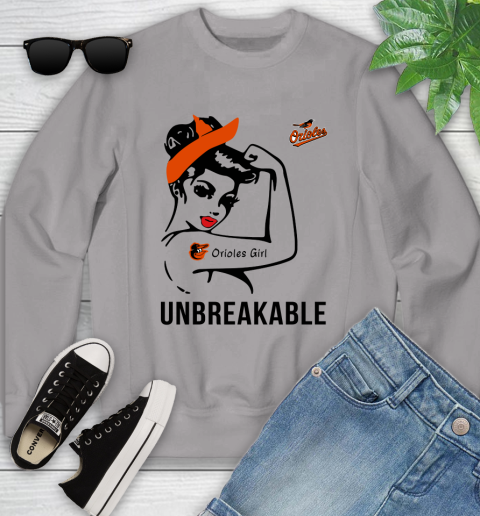 MLB Baltimore Orioles Girl Unbreakable Baseball Sports Youth Sweatshirt 2