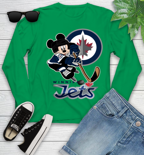 NHL Winnipeg Jets Mickey Mouse Disney Hockey T Shirt Youth Long Sleeve 6