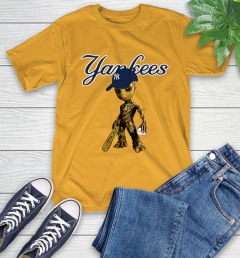 MLB New York Yankees Groot Guardians Of The Galaxy Baseball T-Shirt 3