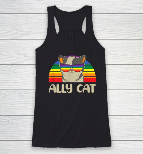 Ally Cat LGBT Gay Rainbow Pride Flag Racerback Tank