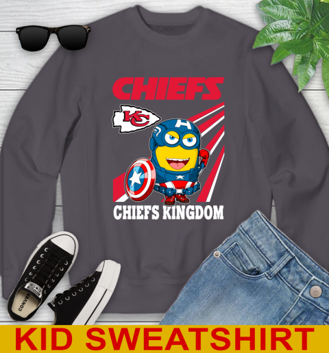 NFL Football Kansas City Chiefs Captain America Marvel Avengers Minion Shirt Youth Sweatshirt 5