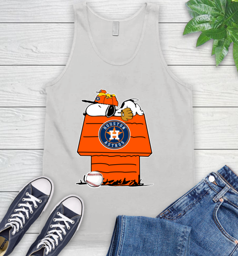 MLB Houston Astros Snoopy Woodstock The Peanuts Movie Baseball T Shirt Tank Top