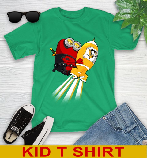 NHL Hockey Pittsburgh Penguins Deadpool Minion Marvel Shirt Youth T-Shirt 7