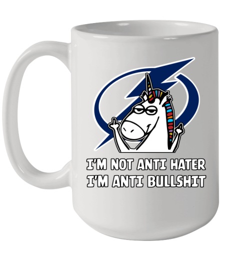 Tampa Bay Lightning NHL Hockey Unicorn I'm Not Anti Hater I'm Anti Bullshit Ceramic Mug 15oz