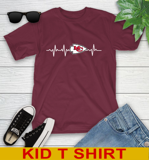Kansas City Chiefs NFL Football Heart Beat Shirt Youth T-Shirt 5