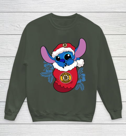Boston Bruins Christmas Stitch In The Sock Funny Disney NHL Youth Sweatshirt 10