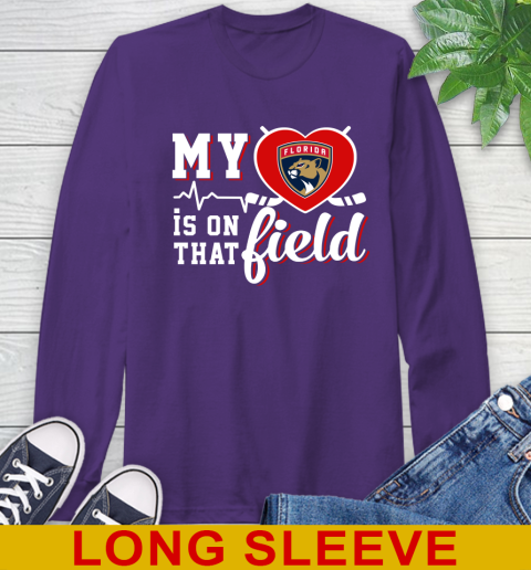 NHL My Heart Is On That Field Hockey Sports Florida Panthers Long Sleeve T-Shirt 5