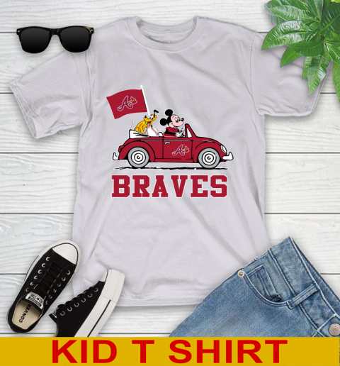 MLB Baseball Atlanta Braves Pluto Mickey Driving Disney Shirt Youth T-Shirt 5