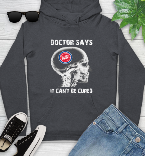 NBA Detroit Pistons Basketball Skull It Can't Be Cured Shirt Youth Hoodie 8