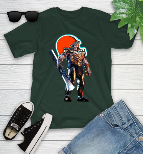 NFL Thanos Gauntlet Avengers Endgame Football Cleveland Browns Youth T-Shirt 5