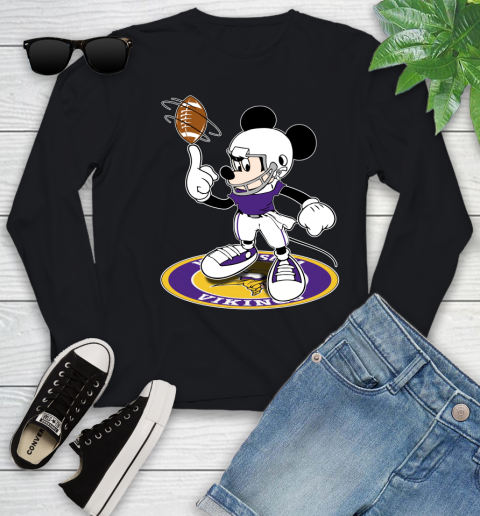 NFL Football Minnesota Vikings Cheerful Mickey Disney Shirt Youth Long Sleeve
