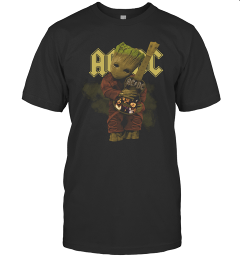 Baby Groot Hug ACDC Guitar T-Shirt