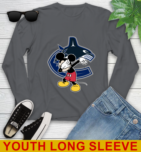 Vancouver Canucks NHL Hockey Dabbing Mickey Disney Sports Youth Long Sleeve 9