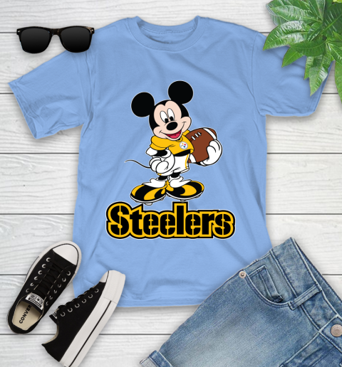 NFL Football Pittsburgh Steelers Cheerful Mickey Mouse Shirt Youth T-Shirt 11