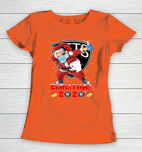 Brooklyn Nets Funny Santa Claus Dabbing Christmas 2020 NBA Women's T-Shirt 3