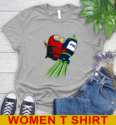 NFL Football Seattle Seahawks Deadpool Minion Marvel Shirt Women's T-Shirt 6 NFL Football Seattle Seahawks Deadpool Minion Marvel Shirt Women's T-Shirt - Image 6
