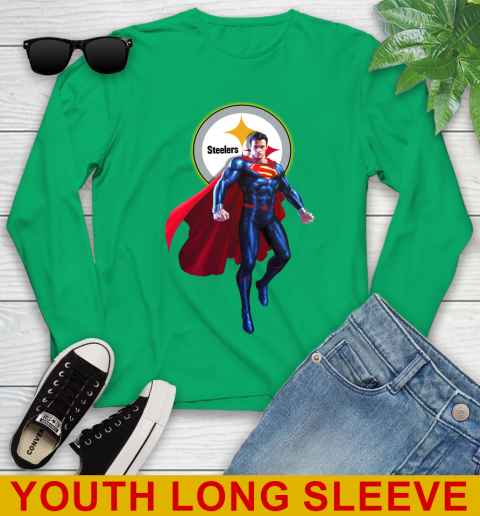 NFL Superman DC Sports Football Pittsburgh Steelers Youth Long Sleeve 7