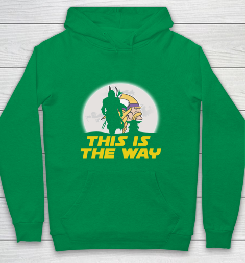 Minnesota Vikings NFL Football Star Wars Yoda And Mandalorian This Is The Way Youth Hoodie 4