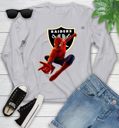 NFL Spider Man Avengers Endgame Football Oakland Raiders Youth Long Sleeve 5