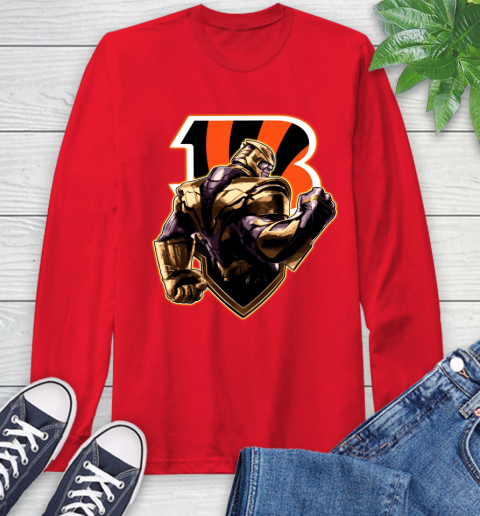 NFL Thanos Avengers Endgame Football Sports Cincinnati Bengals Long Sleeve T-Shirt 10