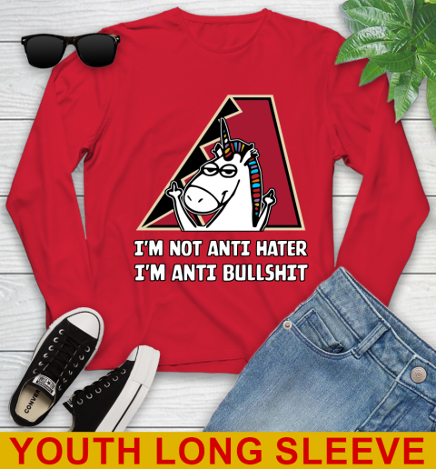 Arizona Diamondbacks MLB Baseball Unicorn I'm Not Anti Hater I'm Anti Bullshit Youth Long Sleeve 11