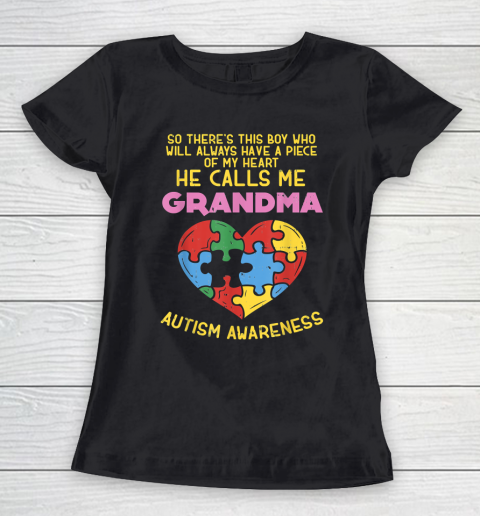 My Heart He Calls Me Grandma Autism Awareness Women's T-Shirt